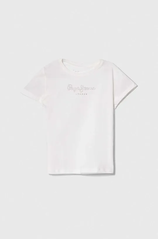 білий Дитяча бавовняна футболка Pepe Jeans NINA Для дівчаток