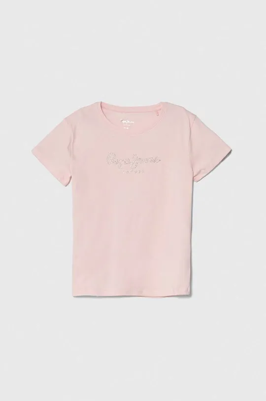 różowy Pepe Jeans t-shirt bawełniany dziecięcy NINA Dziewczęcy