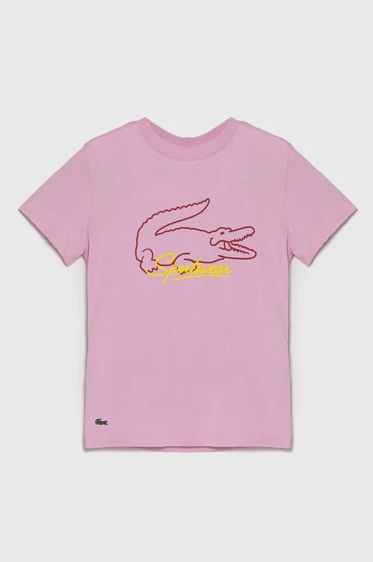 ružová Detské bavlnené tričko Lacoste Dievčenský