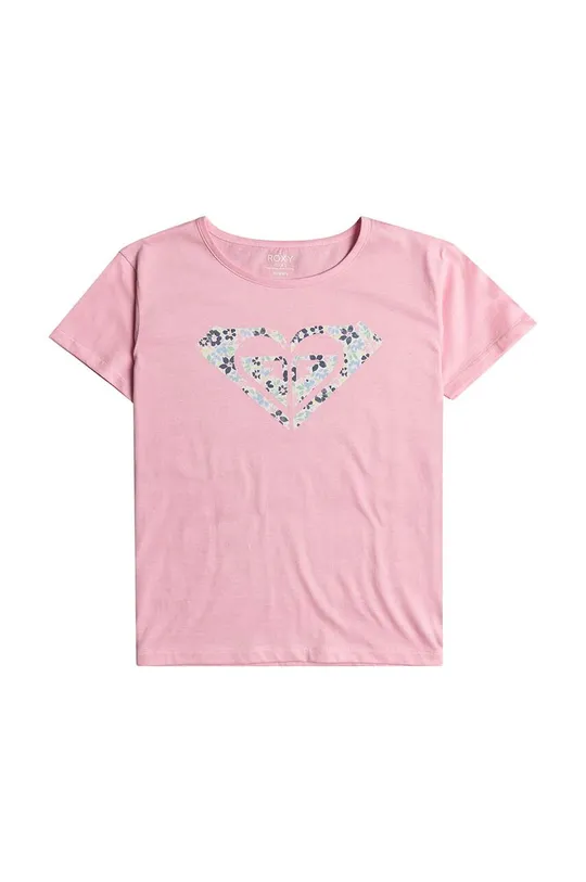 розовый Детская хлопковая футболка Roxy DAY AND NIGHT Для девочек