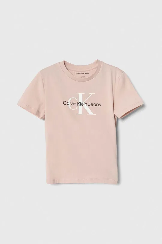 różowy Calvin Klein Jeans t-shirt dziecięcy Dziewczęcy