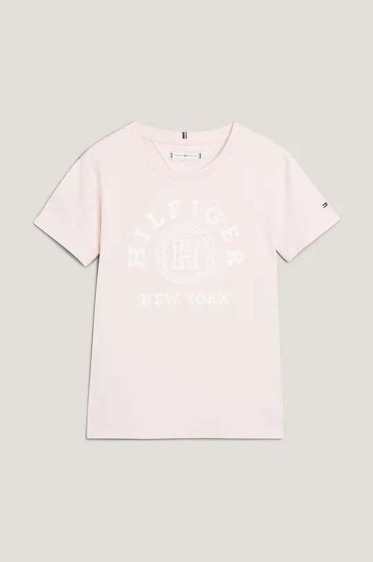 Παιδικό βαμβακερό μπλουζάκι Tommy Hilfiger ροζ