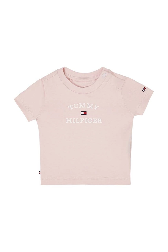 różowy Tommy Hilfiger t-shirt niemowlęcy Dziewczęcy