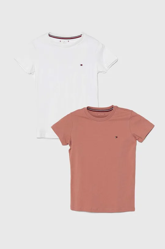 ružová Detské bavlnené tričko Tommy Hilfiger 2-pak Dievčenský