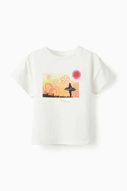 белый Детская хлопковая футболка zippy Для девочек
