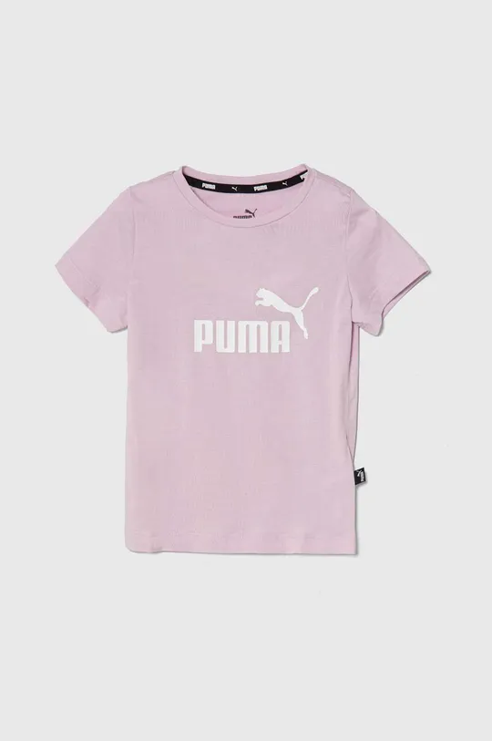 różowy Puma t-shirt bawełniany dziecięcy Dziewczęcy