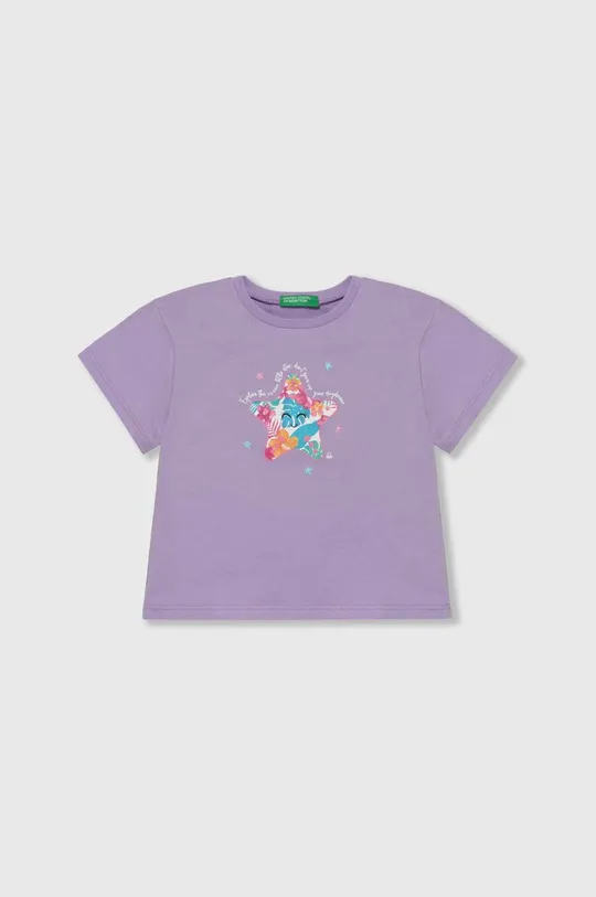 fialová Detské bavlnené tričko United Colors of Benetton Dievčenský