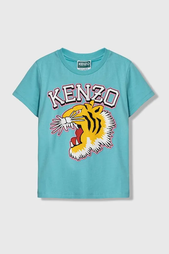 Otroška bombažna kratka majica Kenzo Kids modra