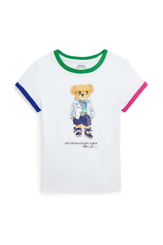 білий Дитяча бавовняна футболка Polo Ralph Lauren Для дівчаток