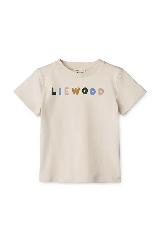 Detské bavlnené tričko Liewood Sixten Placement Shortsleeve T-shirt béžová