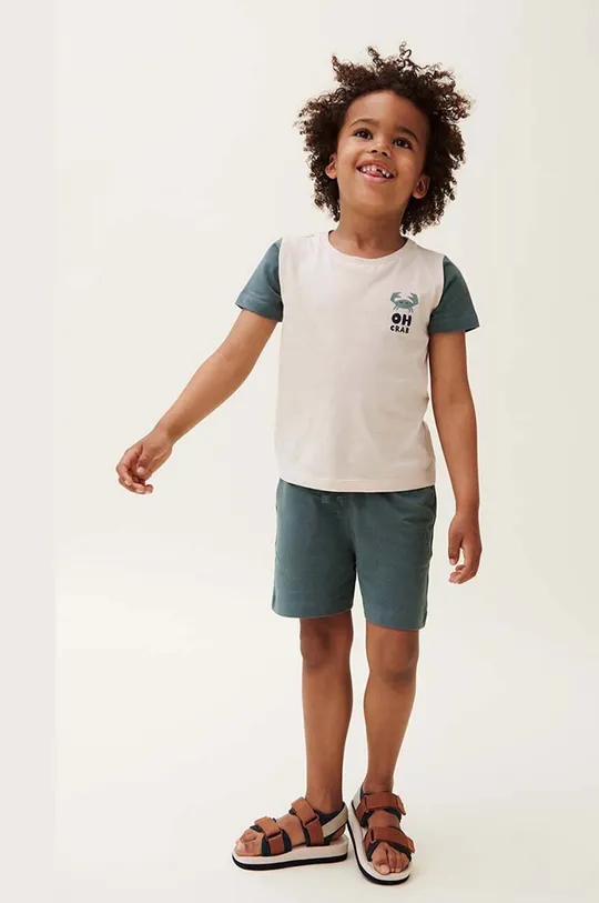 бирюзовый Детская хлопковая футболка Liewood Apia Placement Shortsleeve T-shirt Детский