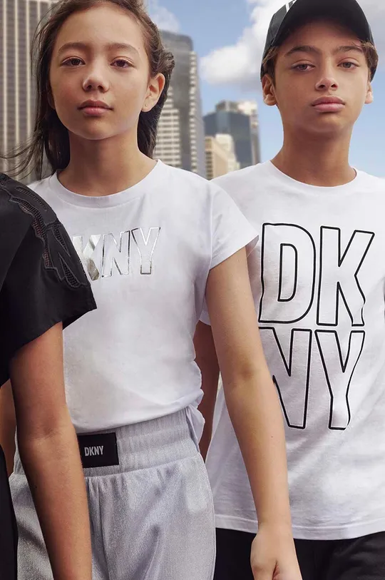 λευκό Παιδικό βαμβακερό μπλουζάκι DKNY