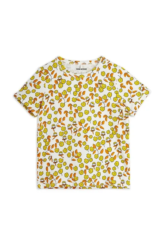 żółty Mini Rodini t-shirt dziecięcy Flowers Dziecięcy