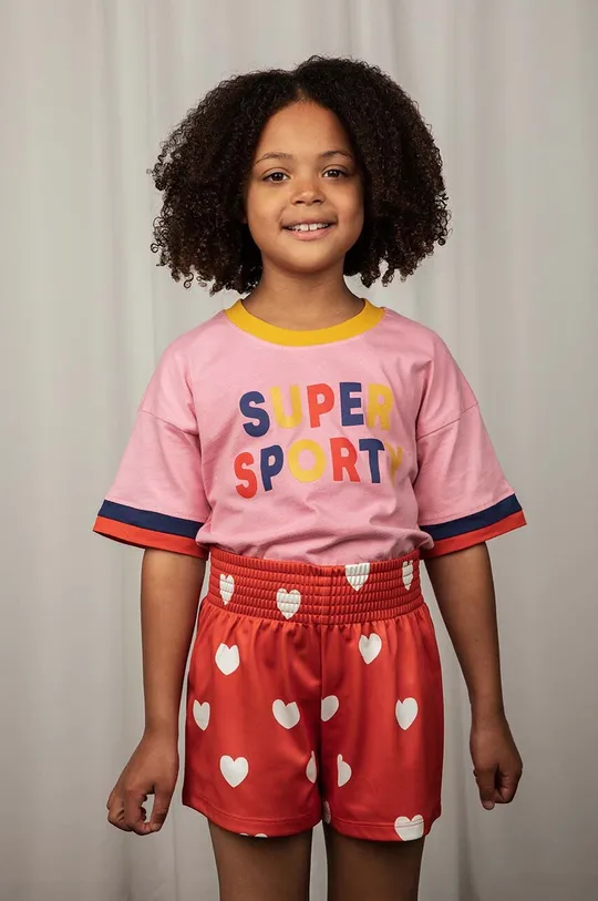 różowy Mini Rodini t-shirt bawełniany dziecięcy Dziecięcy