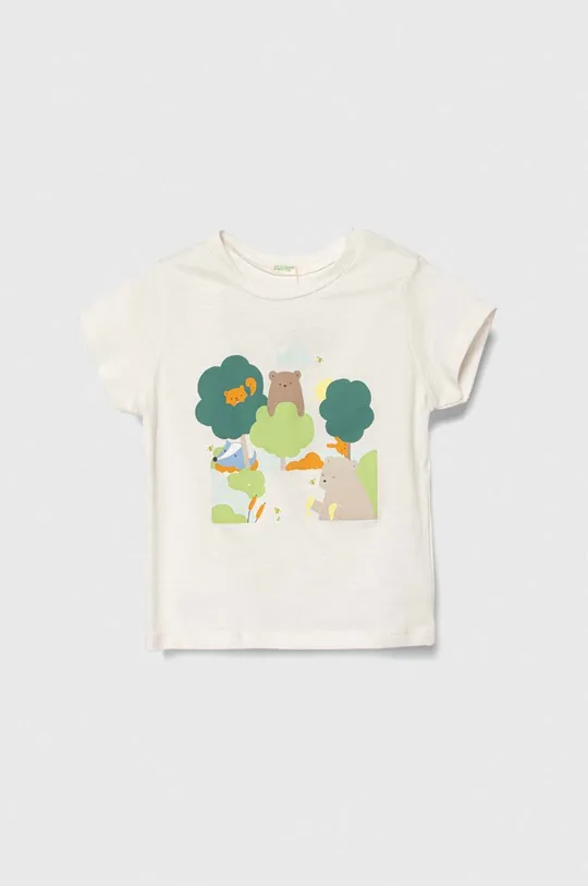 beżowy United Colors of Benetton t-shirt bawełniany niemowlęcy Dziecięcy