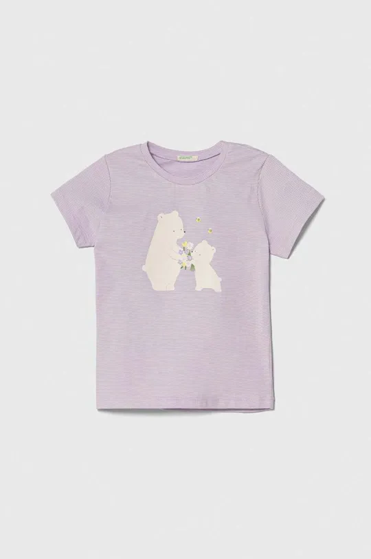 fioletowy United Colors of Benetton t-shirt bawełniany niemowlęcy Dziecięcy