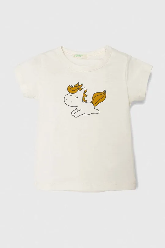 бежевий Бавовняна футболка для немовлят United Colors of Benetton Дитячий