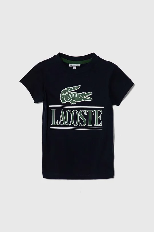 tmavomodrá Detské bavlnené tričko Lacoste Detský