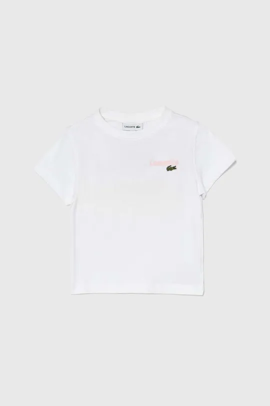 bijela Dječja pamučna majica kratkih rukava Lacoste Dječji