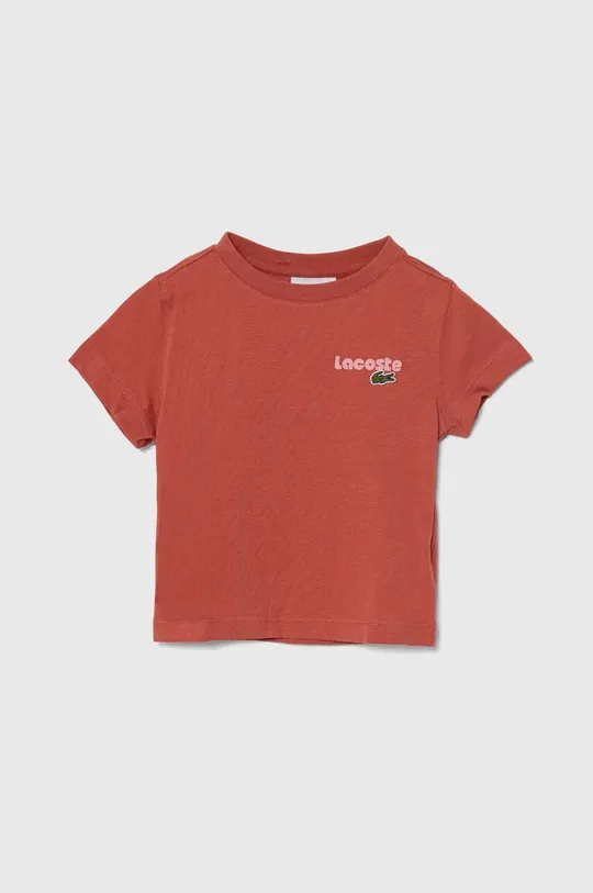 μπορντό Παιδικό βαμβακερό μπλουζάκι Lacoste Παιδικά