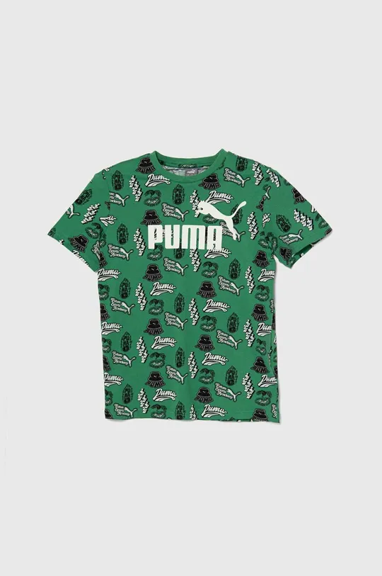 зелёный Детская хлопковая футболка Puma ESS+ MID 90s AOP B Детский