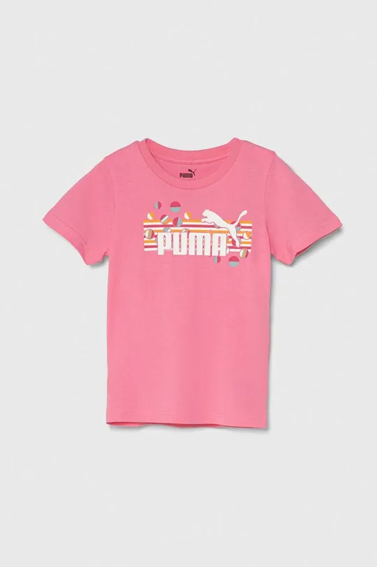розовый Детская хлопковая футболка Puma ESS+ SUMMER CAMP Tee Детский