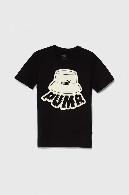 чорний Дитяча бавовняна футболка Puma ESS+ MID 90s Graphic B Дитячий