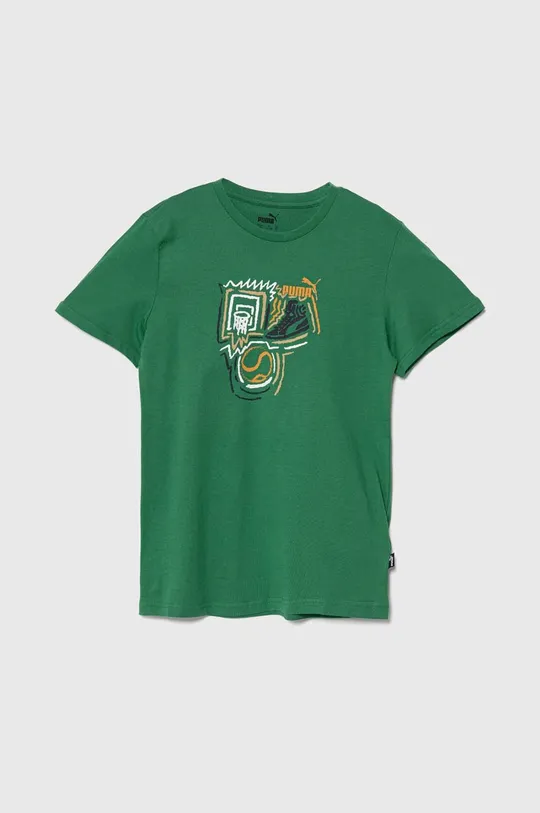 зелений Дитяча бавовняна футболка Puma GRAPHICS Year of Sports B Дитячий