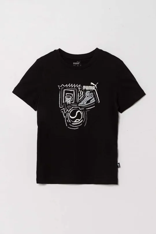 czarny Puma t-shirt bawełniany dziecięcy GRAPHICS Year of Sports B Dziecięcy