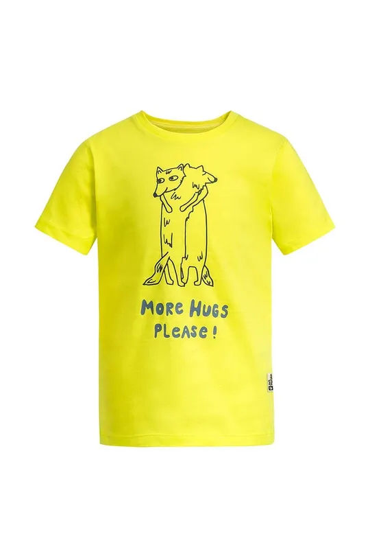 Otroška bombažna kratka majica Jack Wolfskin MORE HUGS rumena