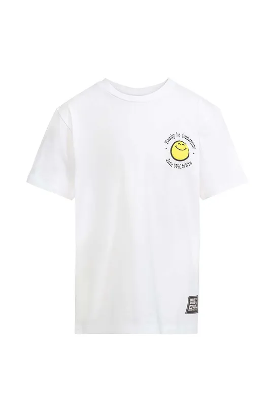 Παιδικό βαμβακερό μπλουζάκι Jack Wolfskin SMILEYWORLD λευκό