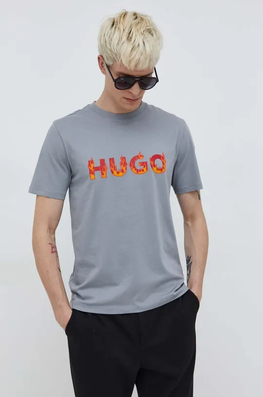 grigio HUGO t-shirt in cotone Uomo
