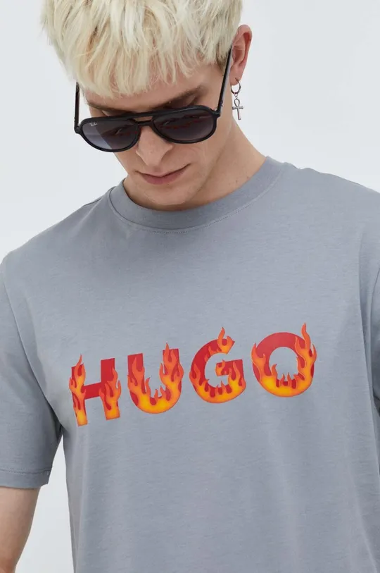 grigio HUGO t-shirt in cotone