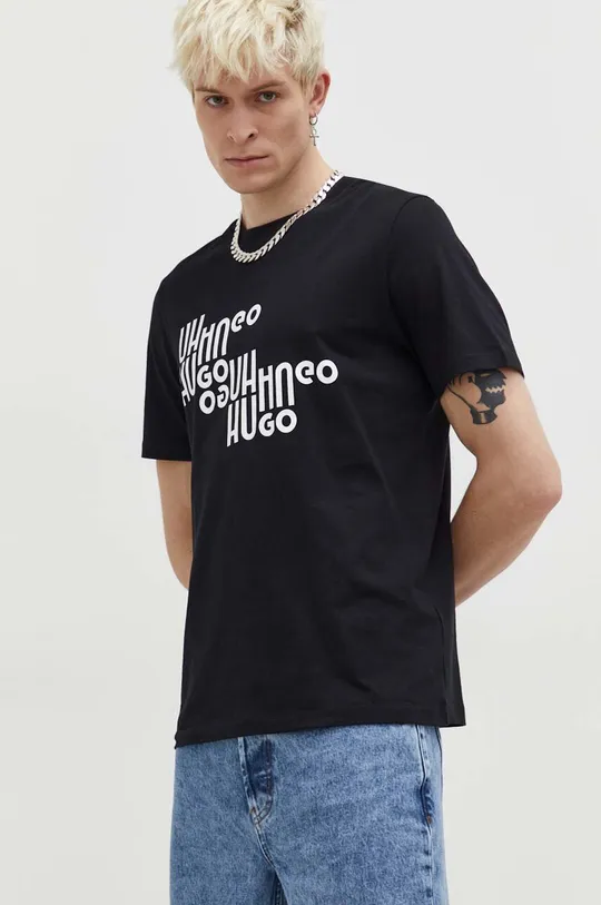 чорний Бавовняна футболка HUGO