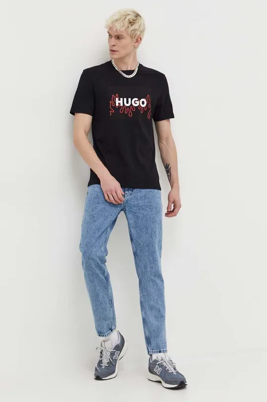HUGO t-shirt bawełniany czarny