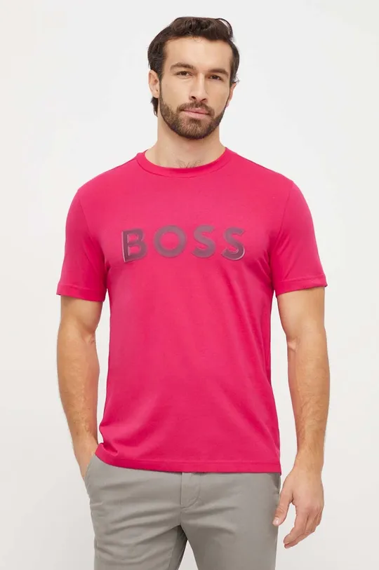 Bombažna kratka majica Boss Green 100 % Bombaž