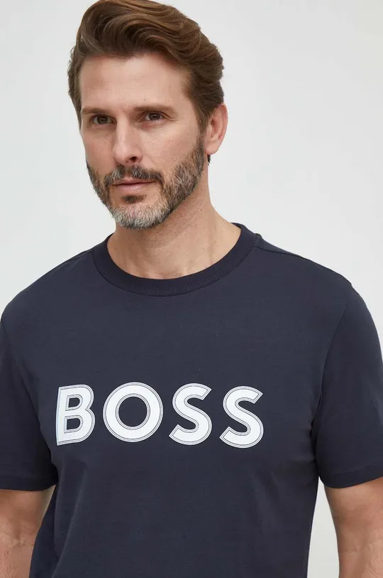 mornarsko plava Pamučna majica Boss Green Muški