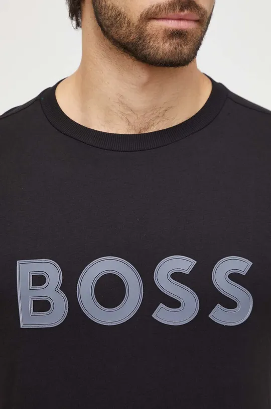 μαύρο Βαμβακερό μπλουζάκι Boss Green