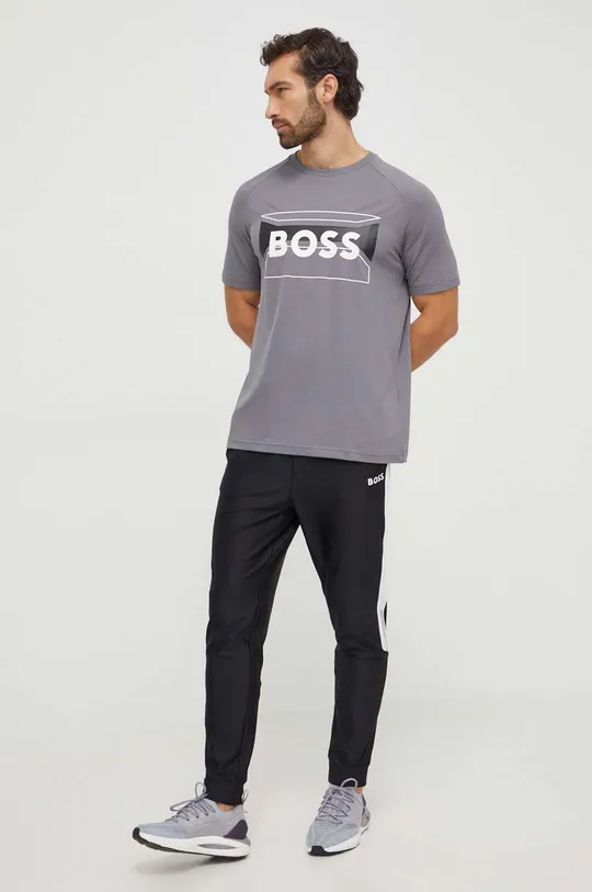 Bavlnené tričko Boss Green sivá