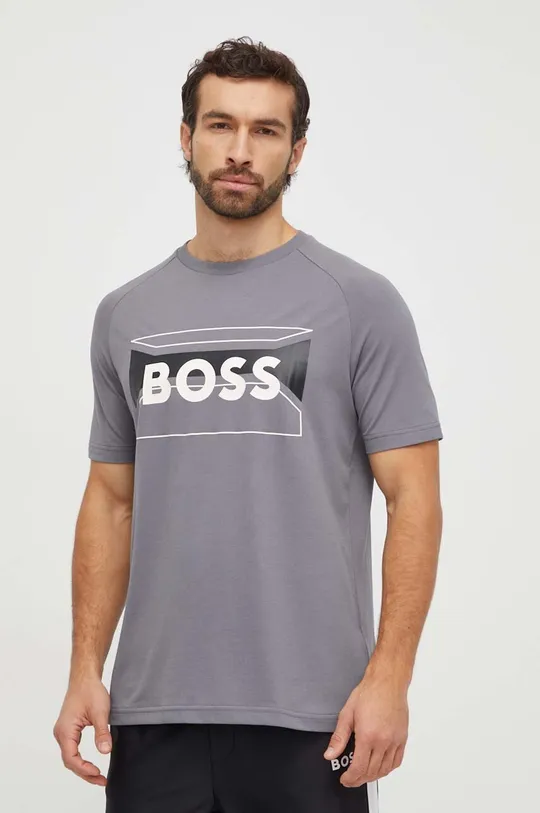 γκρί Βαμβακερό μπλουζάκι Boss Green