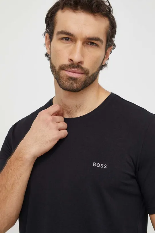 BOSS t-shirt z elastanem czarny 50515391