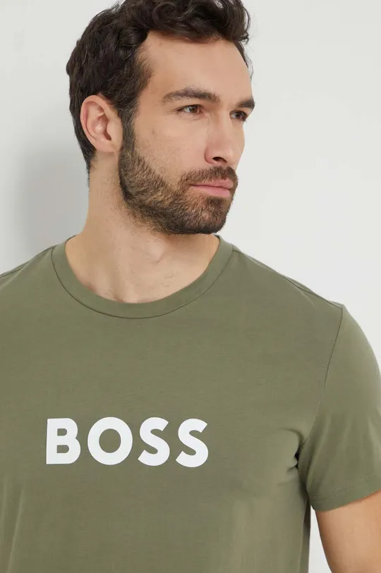 Бавовняна футболка BOSS зелений