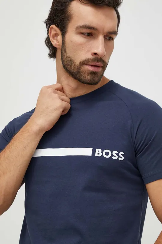 тёмно-синий Хлопковая футболка BOSS