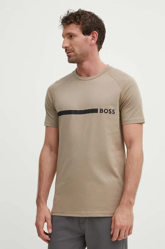 бежевий Бавовняна футболка BOSS