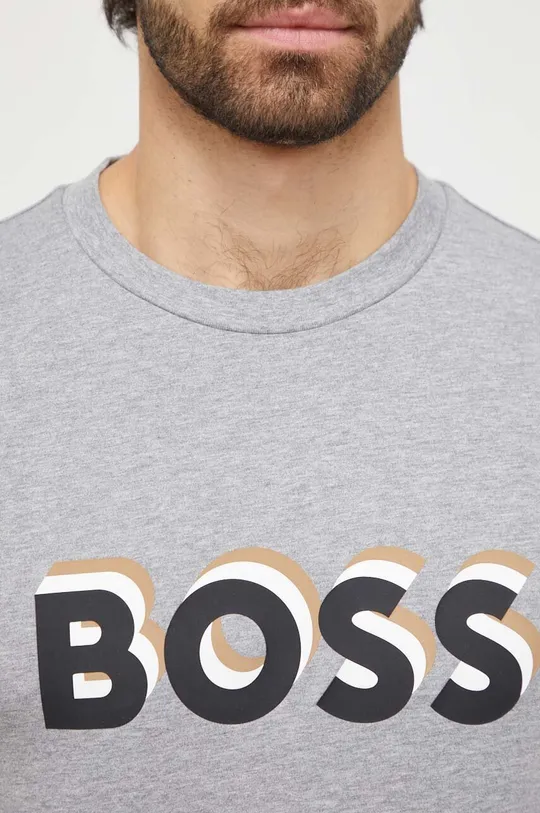 siva Bombažna kratka majica BOSS