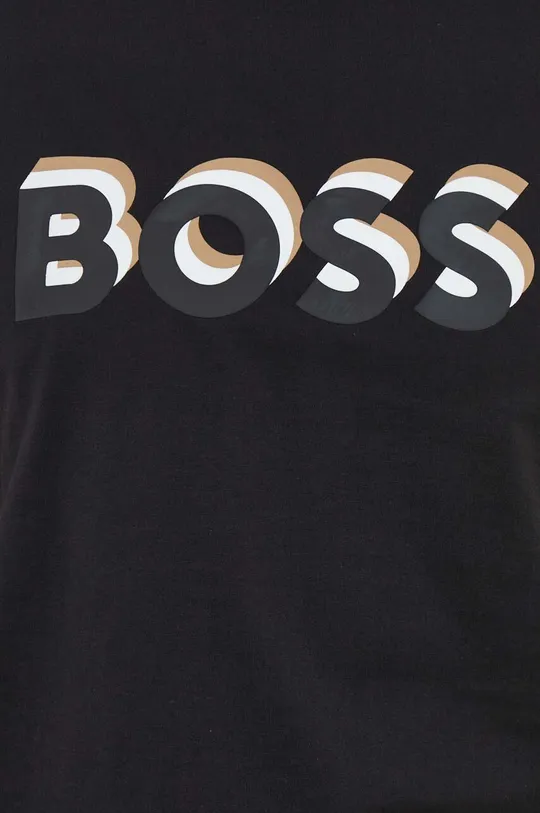 чёрный Хлопковая футболка BOSS