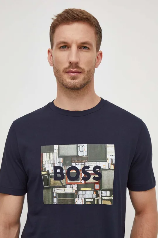 granatowy Boss Orange t-shirt bawełniany