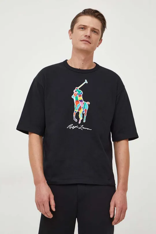 μαύρο Βαμβακερό μπλουζάκι Polo Ralph Lauren Ανδρικά