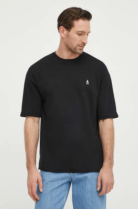 czarny Drykorn t-shirt bawełniany ANAYO Męski