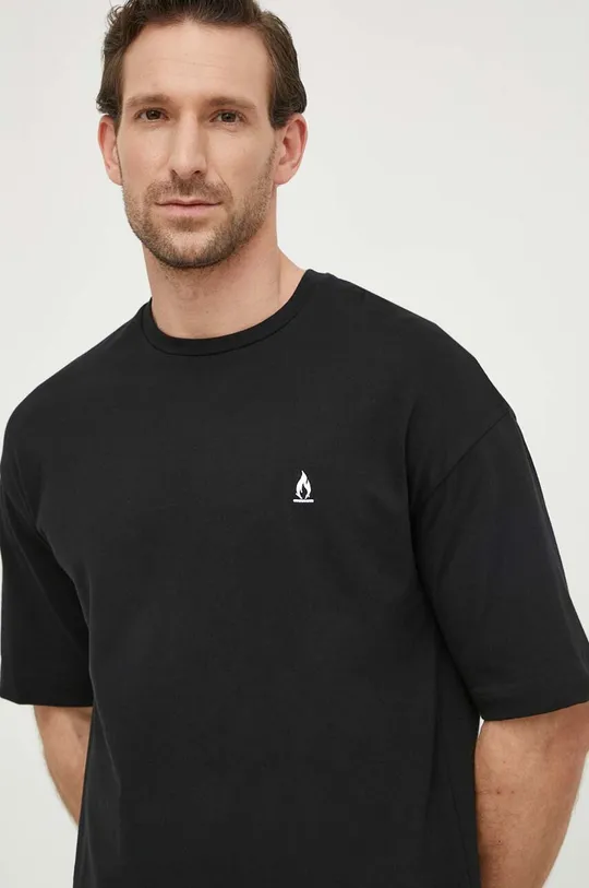 črna Bombažna kratka majica Drykorn